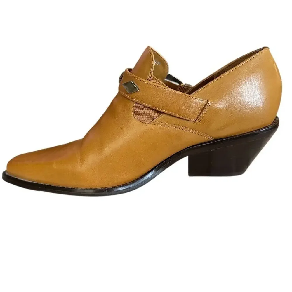 Dingo‎ Women's Carmel Brown Leather Western Ankle Booties Size 6.5 Vintage Style